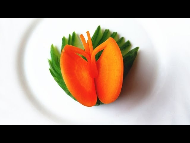 How To Make Carrot Butterfly Garnish - Vegetable Carving Garnish - Sushi Garnish - Food Decoration
