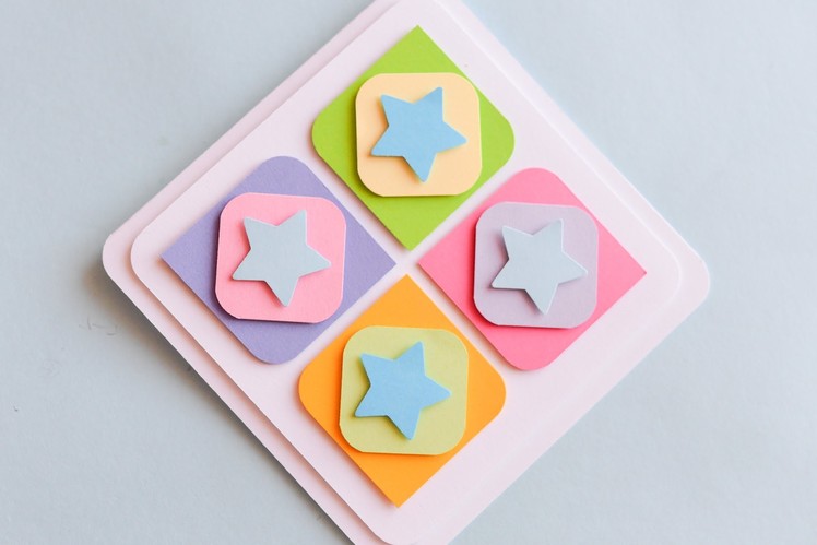 How to Make - Cute Greeting Card With Stars Easy - Step by Step | Kartka Okolicznościowa