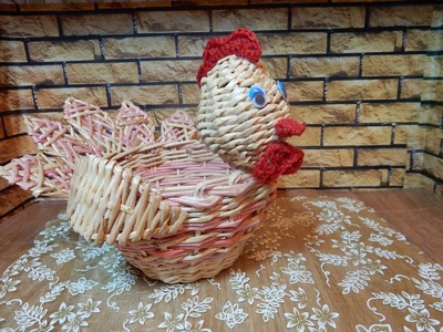 How to make  newspaper wicker basket chicken Cómo hacer cestas de periódico