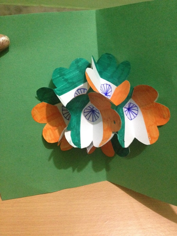 How to make pop up card Indian flag - Greeting card for kids