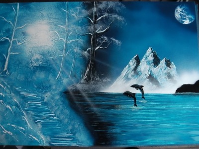 How to Spray Paint Art - Winter Scene & Dolphins