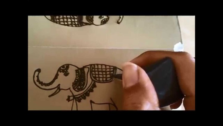 Learn how to draw simple elephant in mehendi desing tattoo for bridal mehendi for beginner tutorial