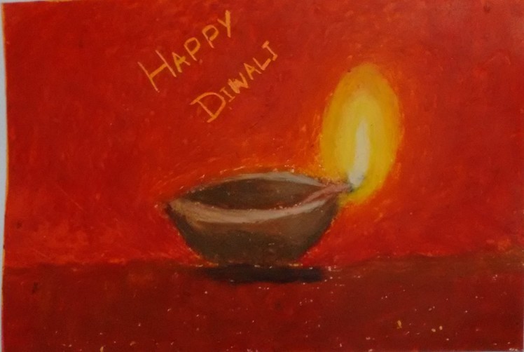 Oil Pastel Tutorial | How to draw an earthen lamp ( diya ) | Diwali 2015 special