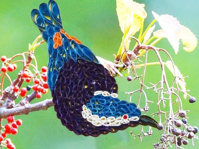 Paper Quilling; Made Easy # How to make Beautiful quilling blue Bird design using Paper Art Quilling