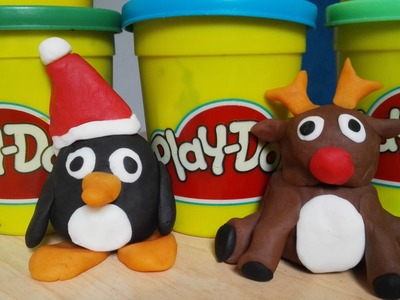 Play Doh How To Make  Rudolph The Red Nosed Reindeer penguin   Rudolf el reno pingüino