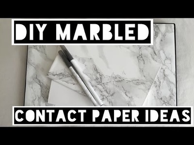 DIY Marbled Laptop Skin, Notebooks, and Pens Using Contact Paper!