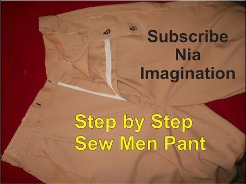Sew Men pant 2 of 3 DIY side pockets, Zip, inner round stitch, belt loops