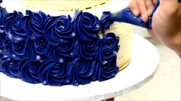 Blue Rosette Wedding Cake Tutorial - How to video