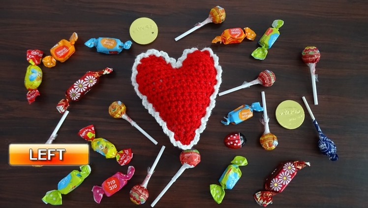 Crochet Heart Pin Cushion or Decoration - Left handed Crochet Tutorial