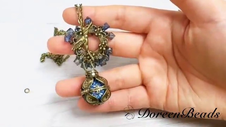 Doreenbeads Jewelry Making Tutorial - How to Make Antique Bronze Harmony Ball Pendant Necklace
