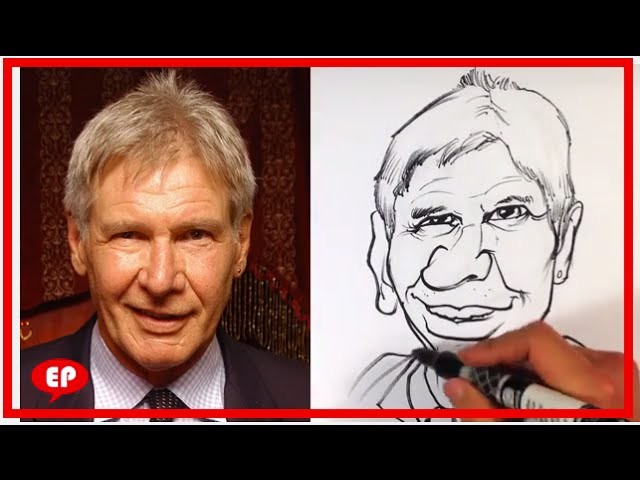 How to Caricature Harrison Ford from Star Wars the Force Awakens - Easy Pictures to Draw