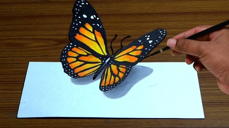How to Draw 3D Butterfly in Simple Way | Anamorphic illusion | Trick Art