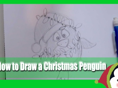 How to Draw a CHRISTMAS PENGUIN (a fun Holiday doodle tutorial for all ages) - @dramaticparrot