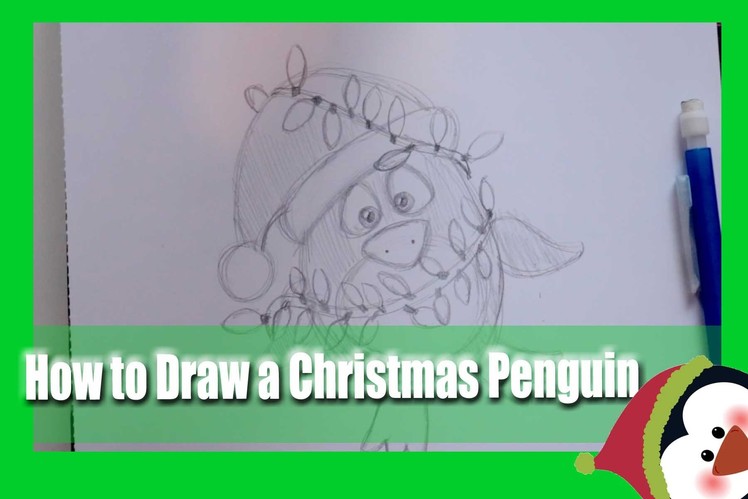 How to Draw a CHRISTMAS PENGUIN (a fun Holiday doodle tutorial for all ages) - @dramaticparrot