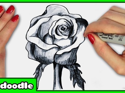 How To Draw a Realistic Rose in 3D - Step by Step Drawing Tutorial by HooplKidzDoodle