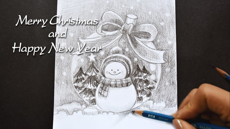How to draw New Year's picture with pencil