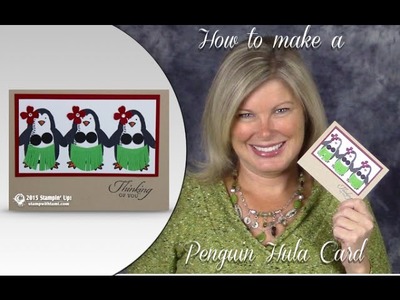 How to make a Penguin Hula Card complete with Grass Skirts with Stampin Up Fringe Scissors