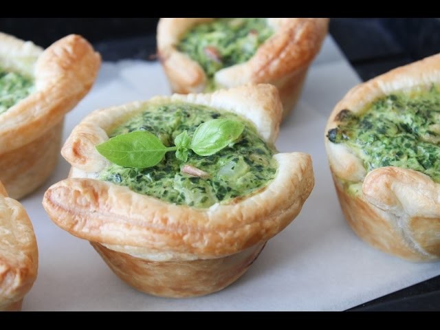 How To Make Spinach And Cream Cheese Puff Pastry Cups - By One Kitchen Episode 373