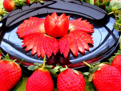 How To Make Strawberry Flowers | Vegetable Carving Garnish | Sushi Garnish | Food Decoration