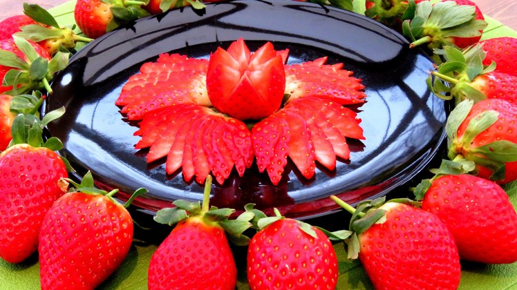 How To Make Strawberry Flowers | Vegetable Carving Garnish | Sushi Garnish | Food Decoration