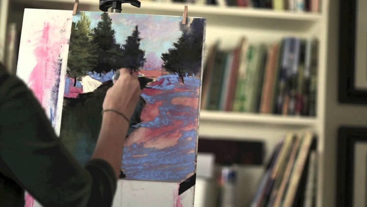 How to Paint River and Snow in Pastel - Time-lapse by Bethany Fields