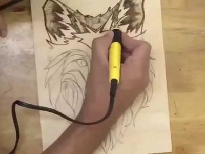 How to use Pyrography. wood burning to create a wolf face