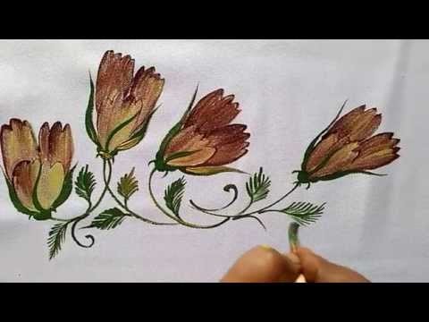 One Stroke Fabric Painting -How to paint Bed-sheet.