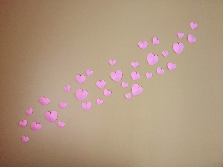 3D paper hearts wall decor for Valentine's day