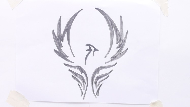 How to draw bird tribal tattoo