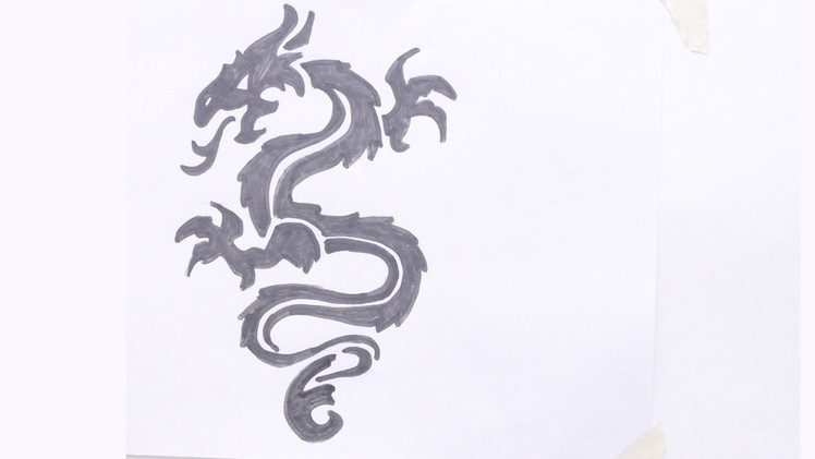 How to draw dragon tribal tattoo