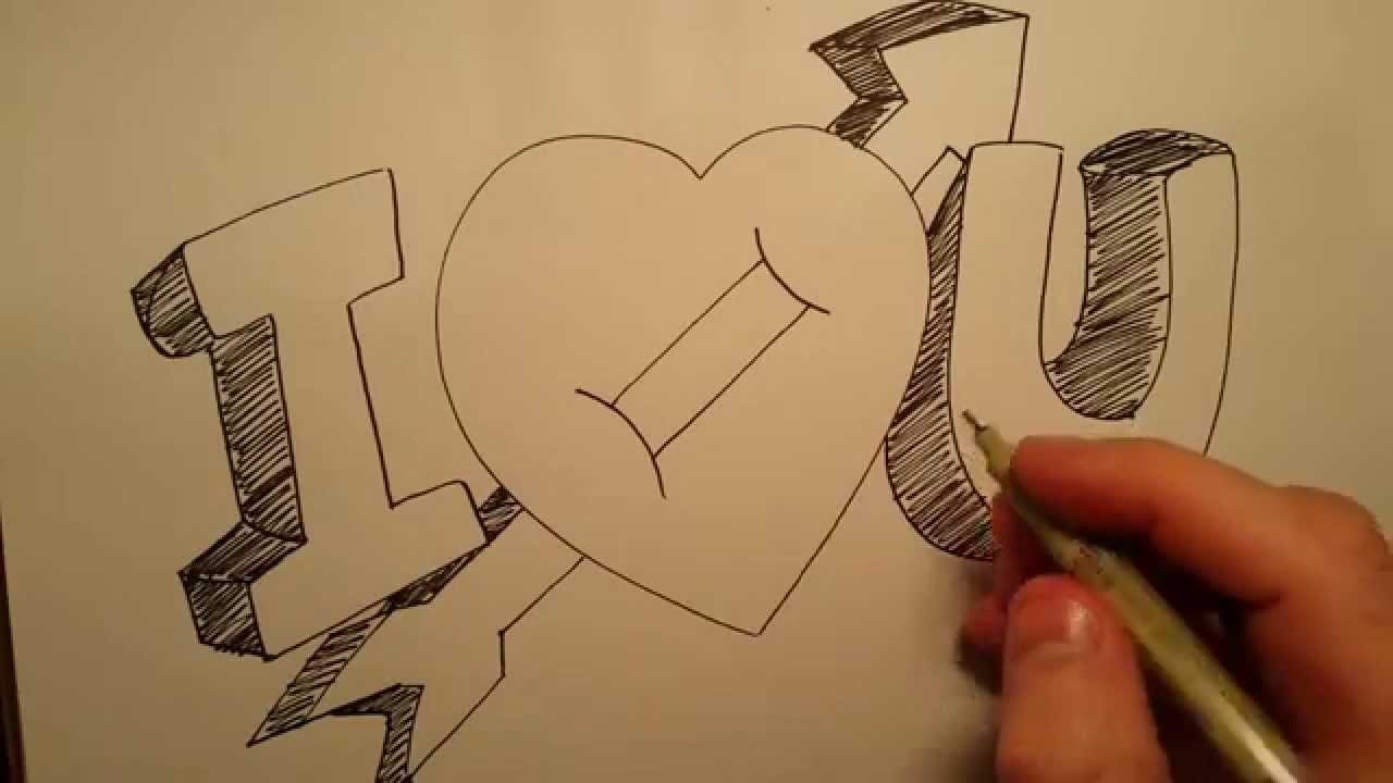 i love you heart sketch