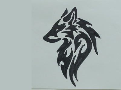 How to draw wolf head tribal tattoo