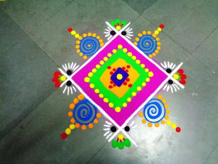 How to make beautiful square latest rangoli