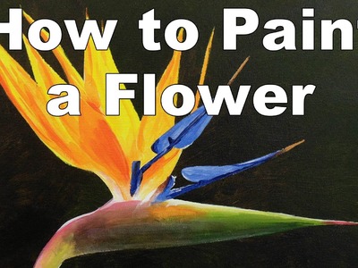 How to paint flowers strelitzia bird of paradise in acrylic time lapse painting lessons