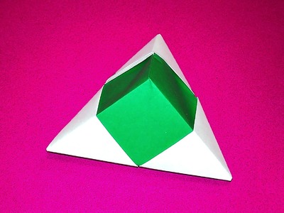 Origami pyramid box - one piece of paper. Valentine's gift box. Easy gift box only 3 minutes