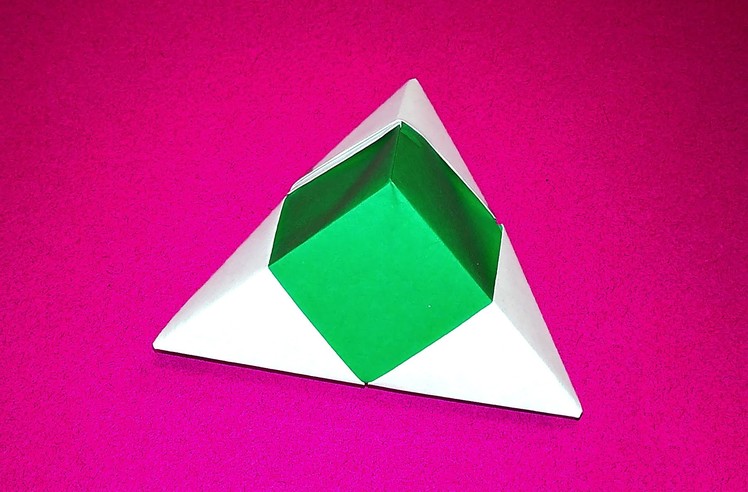 Origami pyramid box - one piece of paper. Valentine's gift box. Easy gift box only 3 minutes