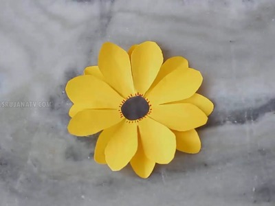Paper Flower | Handmade Sunflower | Origami Paper Crafts by SrujanaTV
