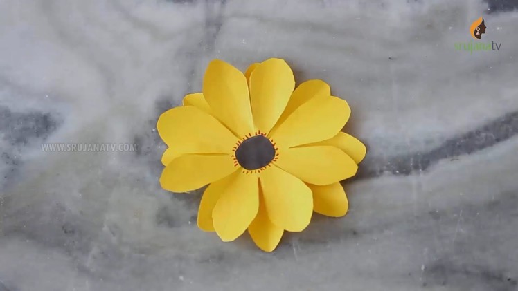 Paper Flower | Handmade Sunflower | Origami Paper Crafts by SrujanaTV