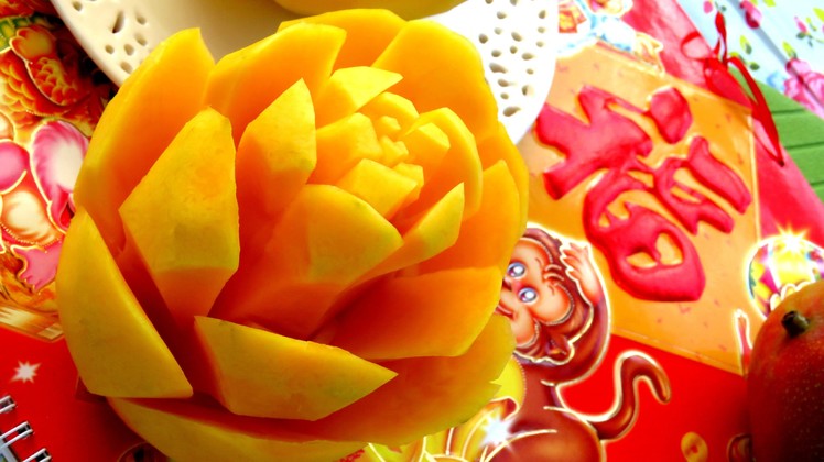 Step By Step: How It's Made Mango Rose Flower | Fruit Carving Garnish | Mango Art | Party Garnishing