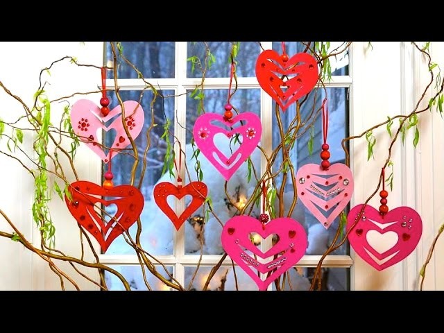 Super Easy Valentine's Day Paper Heart Decorations DIY