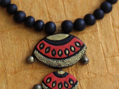 Terracotta jewelry. Tutorial on how to attach clasp using gear locks.crimp beads.