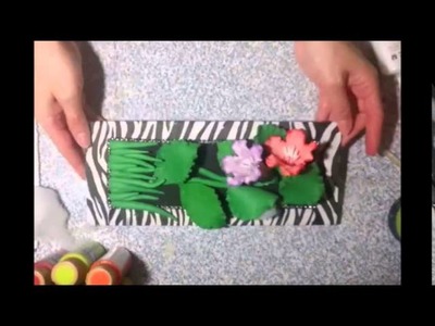 ديكوباج  باستخدام المناديل الورقيه , picture frame, decoupage with tissue paper