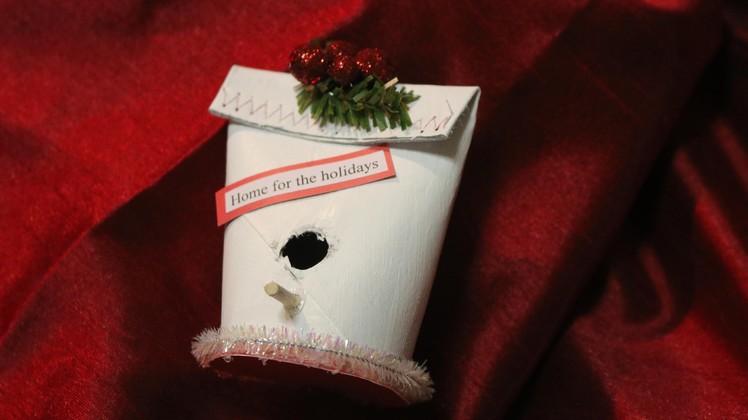 Birdhouse Ornament  using a toilet paper roll