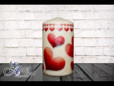 Decoupage Tutorial - Valentine candle with rice paper