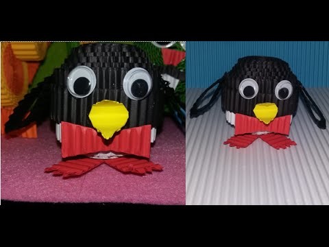 DIY pinguin from corrugated paper. kokoru paper
