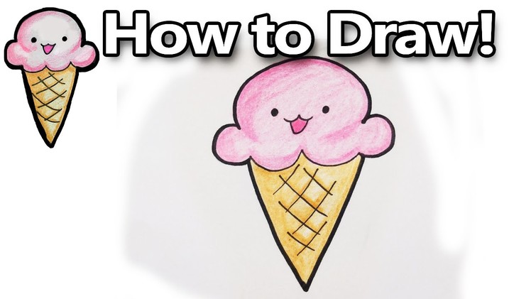 How to Draw a Kawaii Icecream - step by step, easy! | DoodleDrawCute