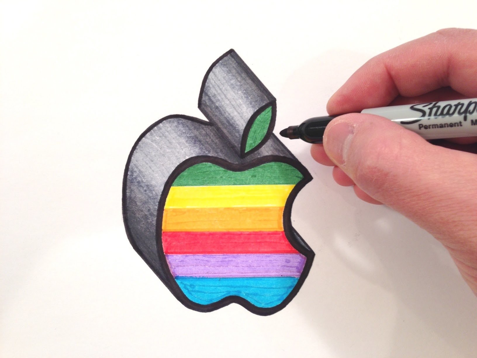 How to Draw the Apple Logo in Color 3D