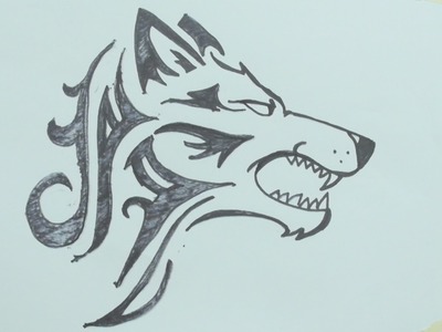 How to draw wolf head tattoo