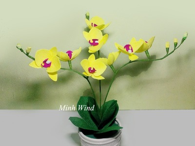 Orchid paper flower - Làm hoa lan hồ điệp giấy nhún