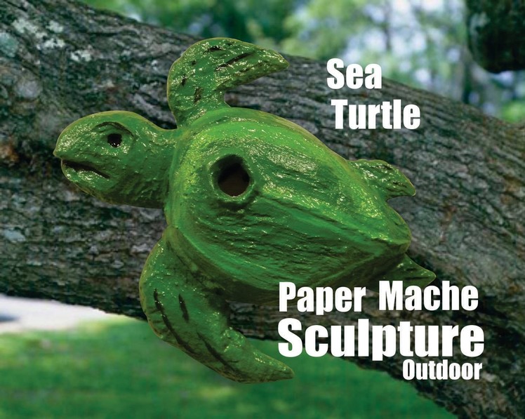 DIY Sea Turtle Paper Mache Outdoor Weather Resistant Bird House backyard Art
